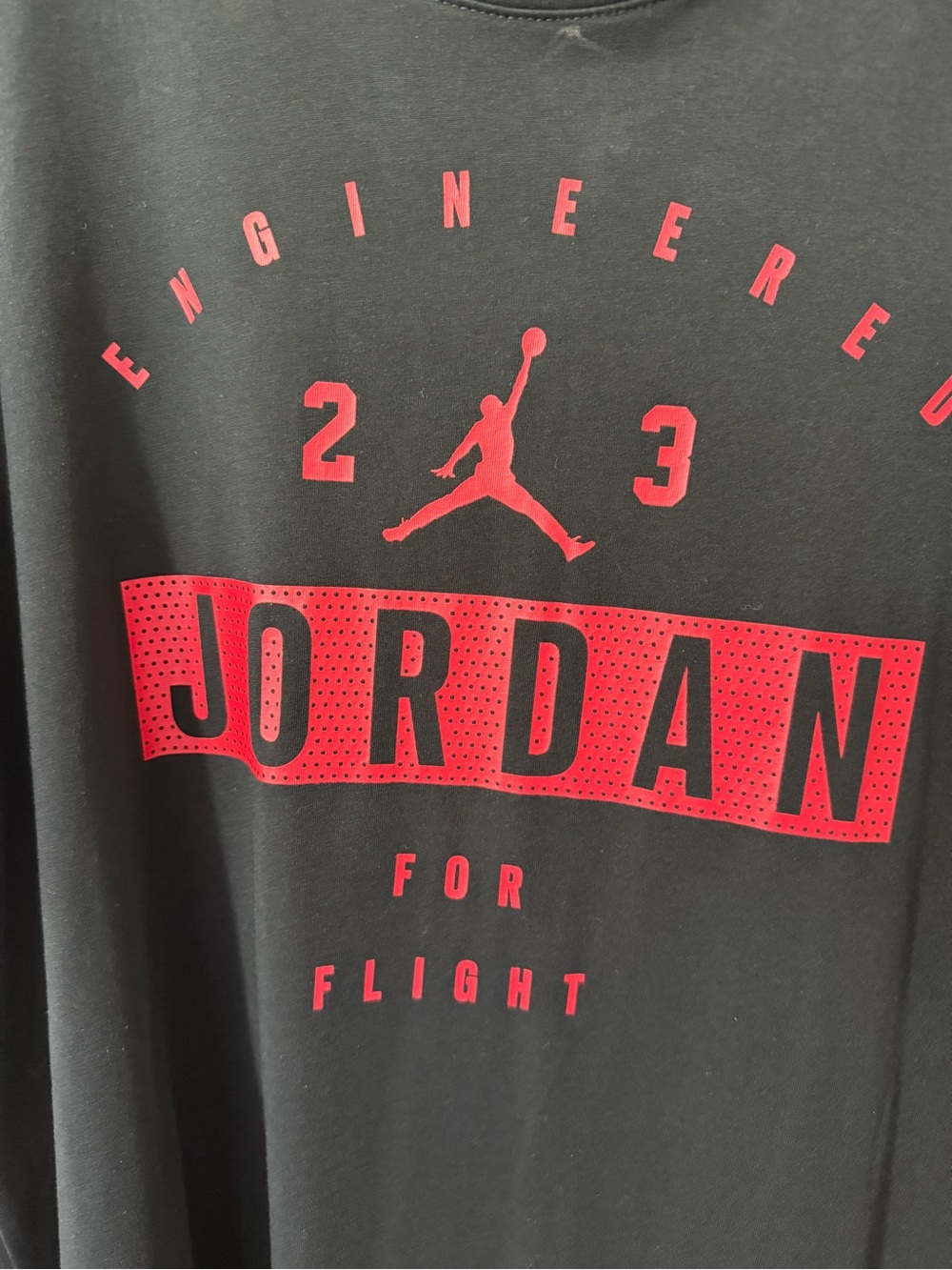 Jordan Long Sleeve Tee in Black with Red Logo